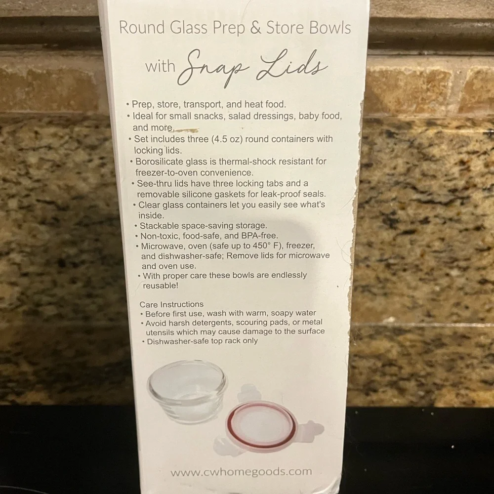 Round Glass Prep & Store Bowls with Snap Lids - Clear - Picture 2 of 3